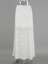 Liber Summer Women's Jacquard Hollow Lace Skirt