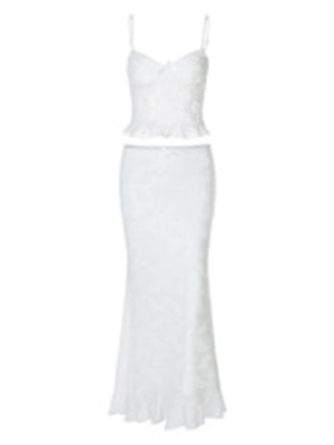 Liber summer women's lace sling slim hip long skirt suit