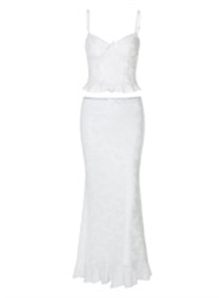 Liber summer women's lace sling slim hip long skirt suit