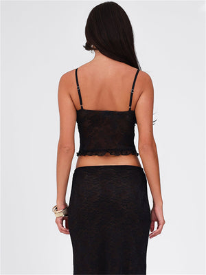 Liber summer women's lace sling slim hip long skirt suit