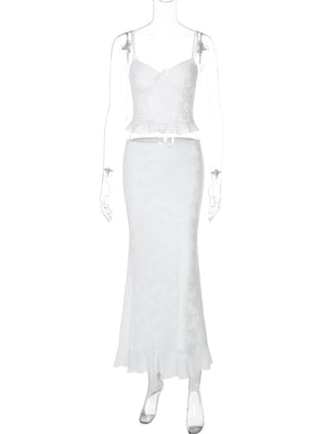 Liber summer women's lace sling slim hip long skirt suit