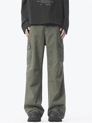 Liber Spring Men's American High Street Washed Cargo Trousers