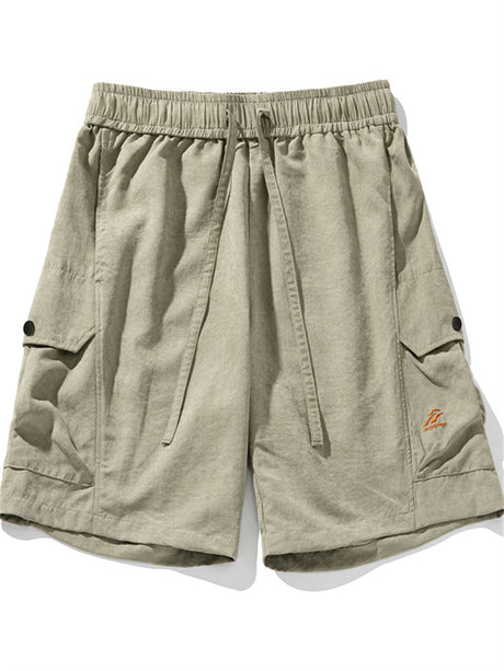 Liber Summer Men's 3D Pocket American Retro Embroidery Shorts
