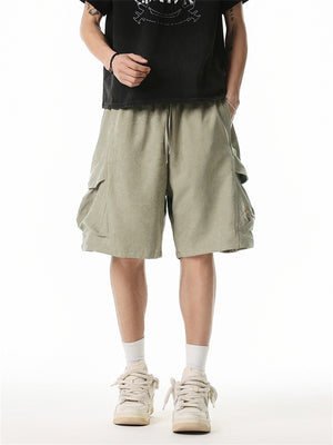 Liber Summer Men's 3D Pocket American Retro Embroidery Shorts