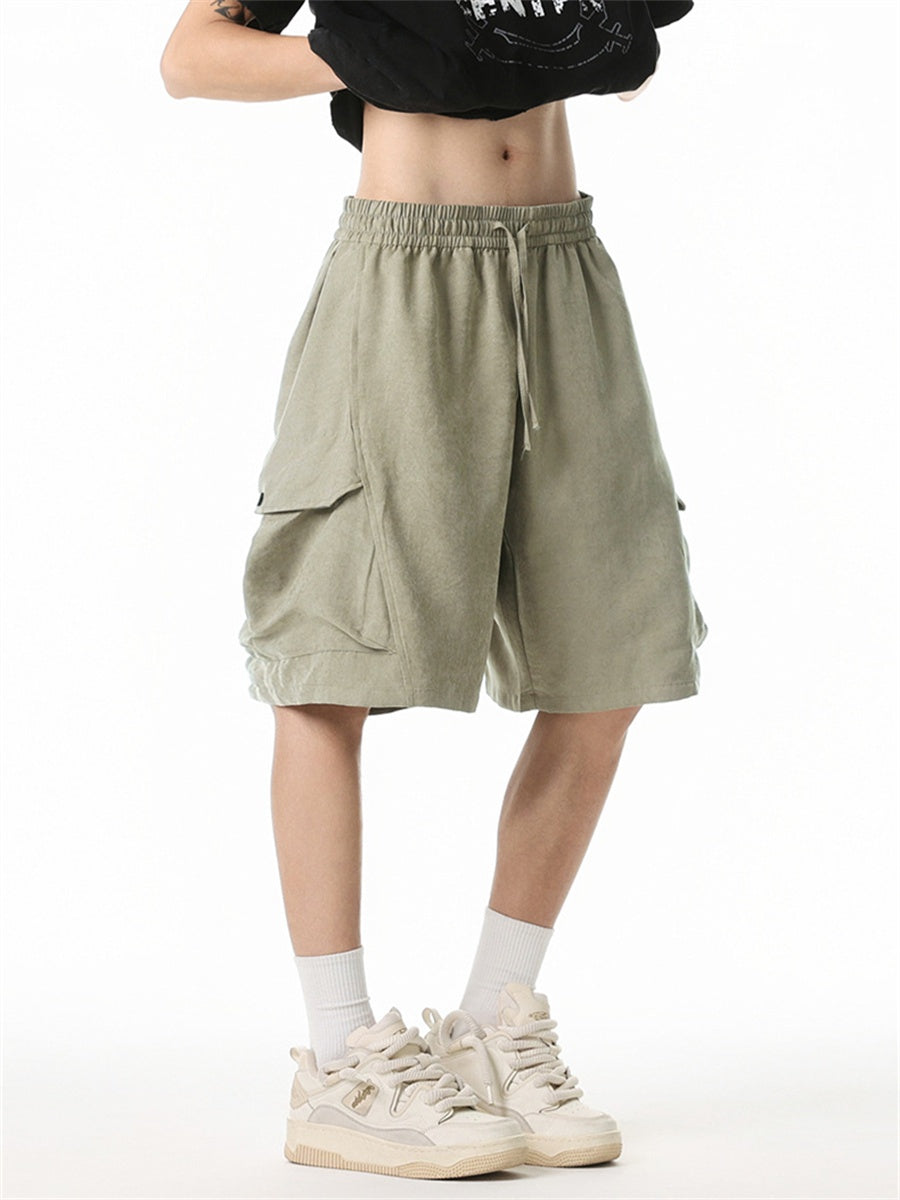 Liber Summer Men's 3D Pocket American Retro Embroidery Shorts