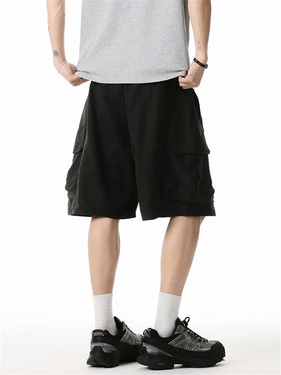 Liber Summer Men's 3D Pocket American Retro Embroidery Shorts