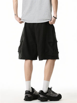 Liber Summer Men's 3D Pocket American Retro Embroidery Shorts
