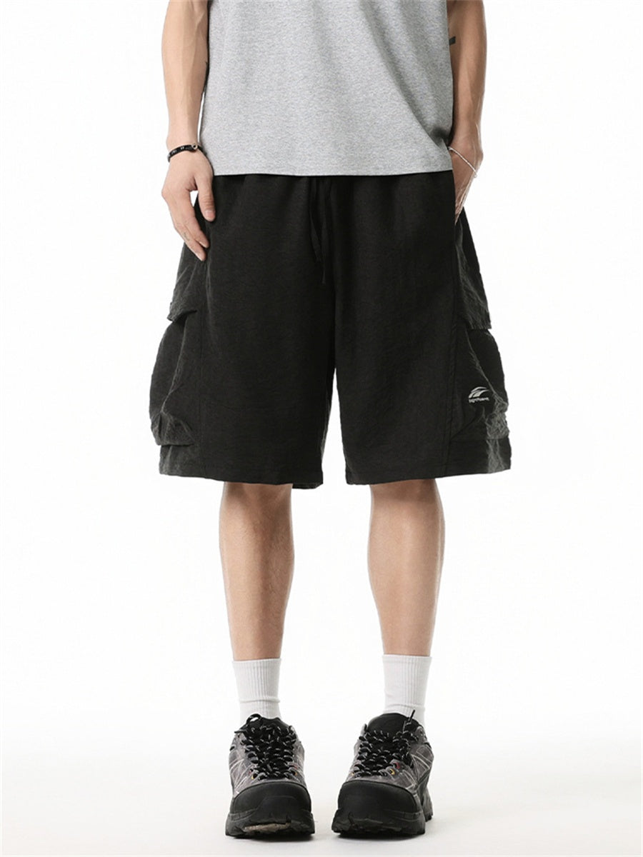 Liber Summer Men's 3D Pocket American Retro Embroidery Shorts