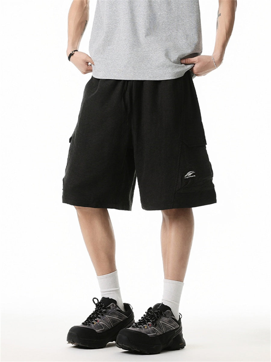 Liber Summer Men's 3D Pocket American Retro Embroidery Shorts