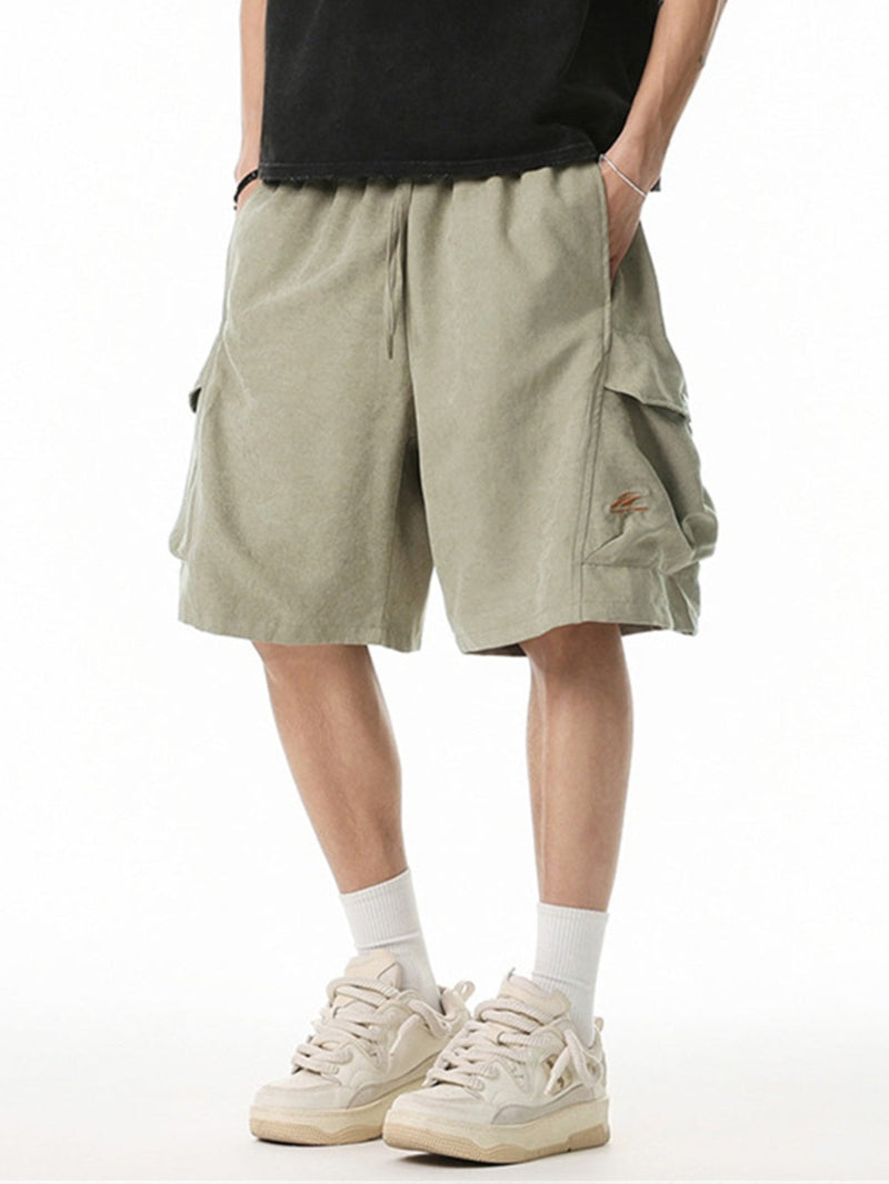 Liber Summer Men's 3D Pocket American Retro Embroidery Shorts