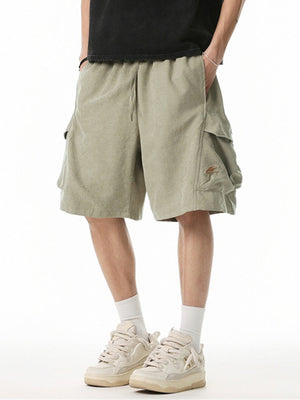 Liber Summer Men's 3D Pocket American Retro Embroidery Shorts