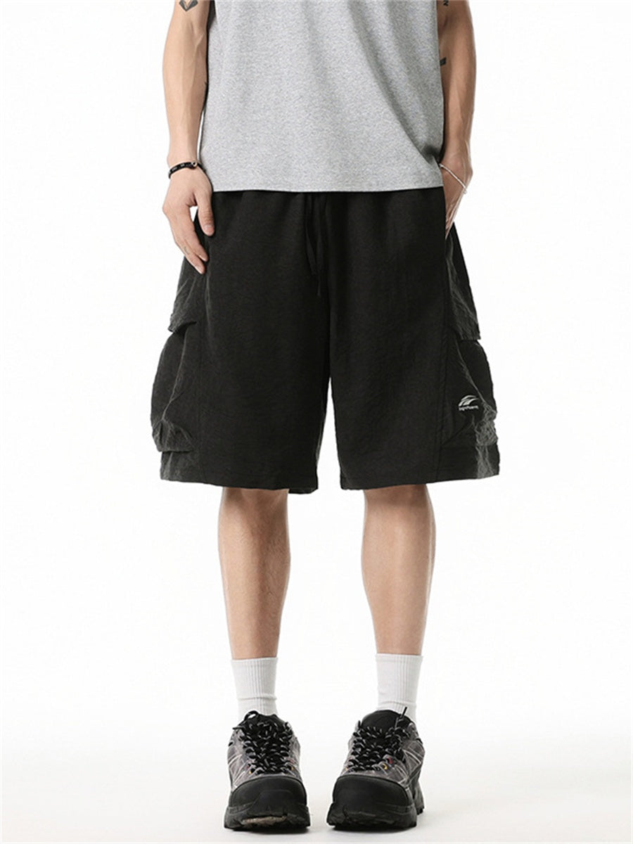 Liber Summer Men's 3D Pocket American Retro Embroidery Shorts