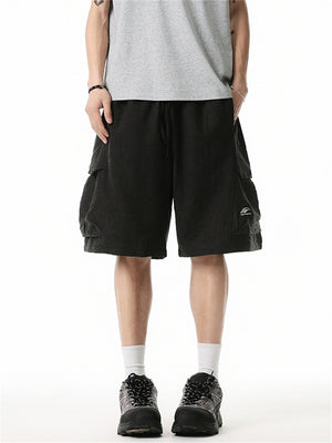 Liber Summer Men's 3D Pocket American Retro Embroidery Shorts