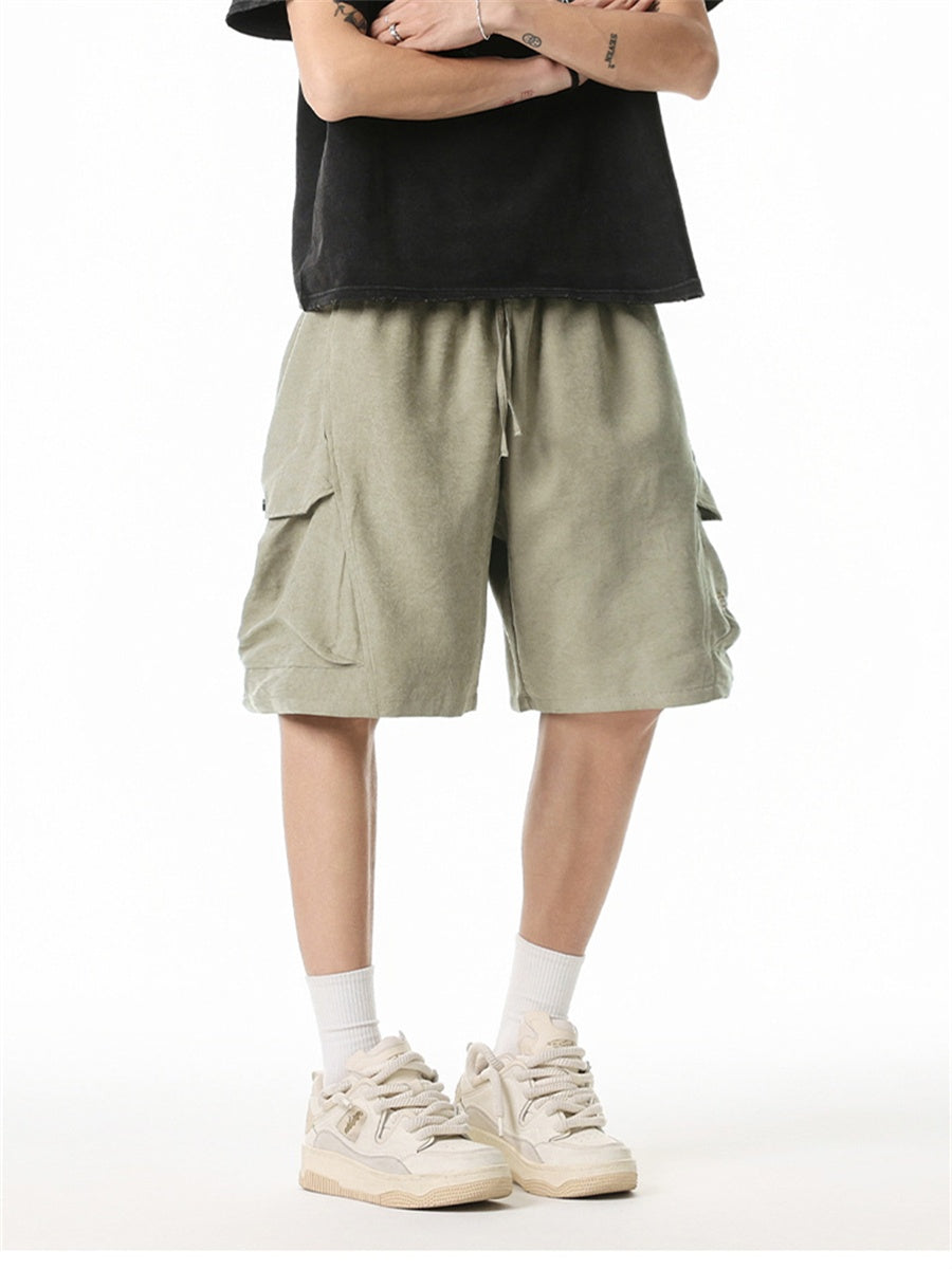 Liber Summer Men's 3D Pocket American Retro Embroidery Shorts
