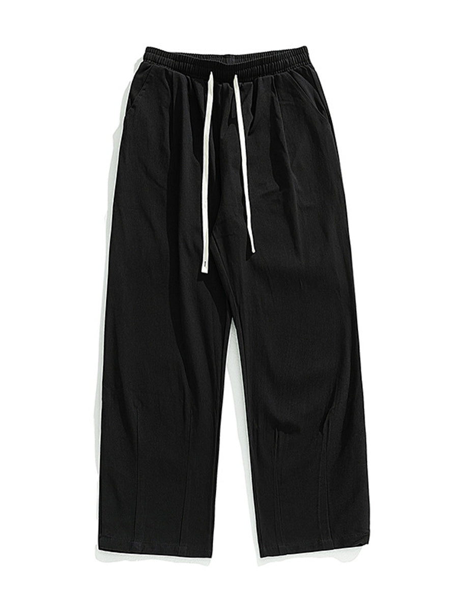 Liber Summer Men's Japanese Retro Double Pleated Trousers