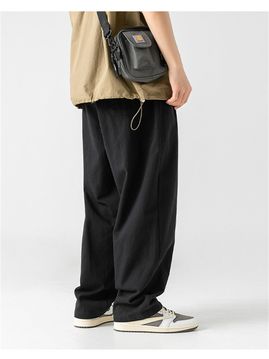 Liber Summer Men's Japanese Retro Double Pleated Trousers