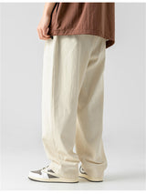 Liber Summer Men's Japanese Retro Double Pleated Trousers