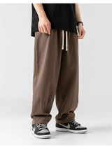 Liber Summer Men's Japanese Retro Double Pleated Trousers