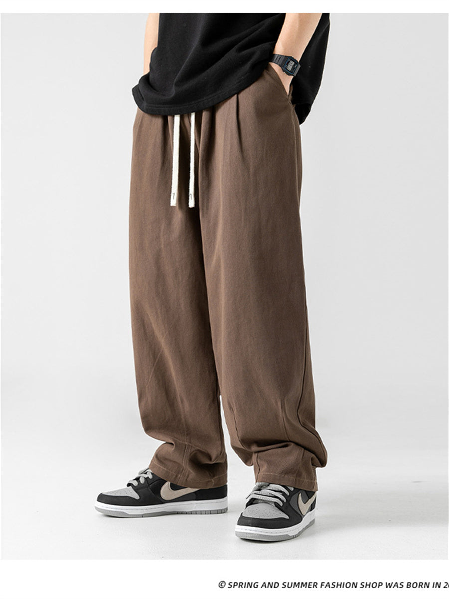 Liber Summer Men's Japanese Retro Double Pleated Trousers
