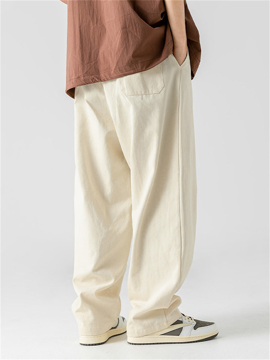 Liber Summer Men's Japanese Retro Double Pleated Trousers
