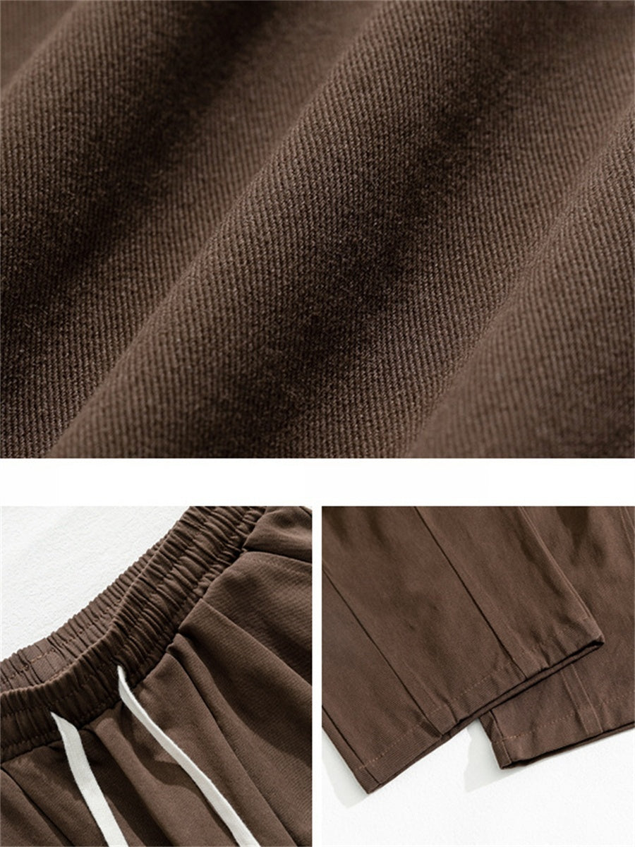 Liber Summer Men's Japanese Retro Double Pleated Trousers