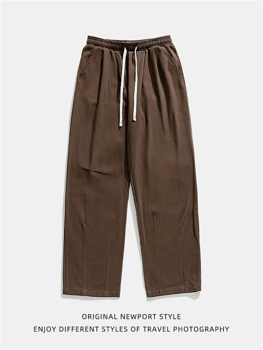 Liber Summer Men's Japanese Retro Double Pleated Trousers