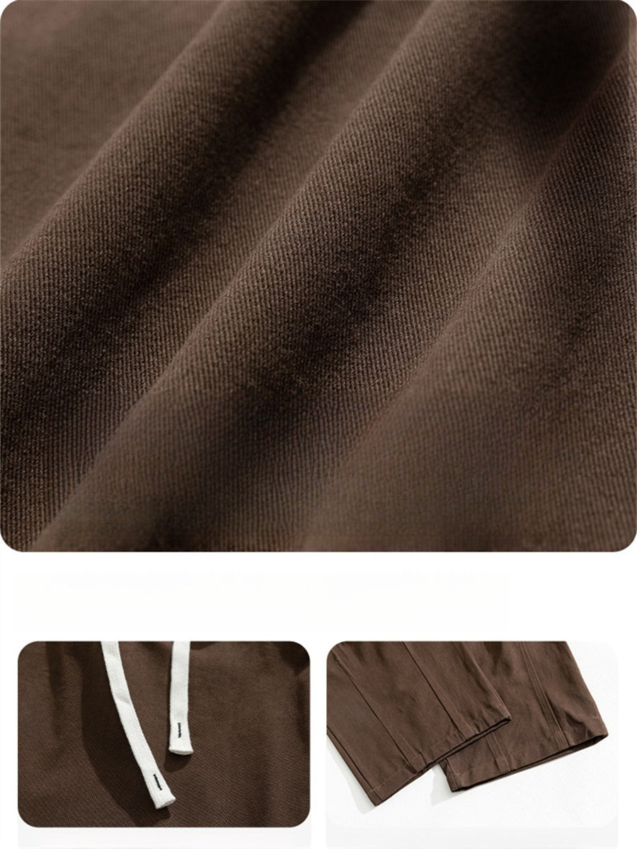 Liber Summer Men's Japanese Retro Double Pleated Trousers