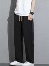 Liber Summer Men's Solid Drawstring Embroidered Trousers