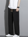 Liber Summer Men's Solid Drawstring Embroidered Trousers