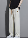 Liber Summer Men's Solid Drawstring Embroidered Trousers