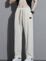 Liber Summer Men's Solid Drawstring Embroidered Trousers