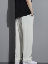 Liber Summer Men's Solid Drawstring Embroidered Trousers