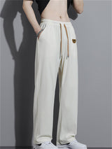 Liber Summer Men's Solid Drawstring Embroidered Trousers