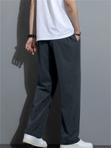 Liber Summer Men's Solid Drawstring Embroidered Trousers