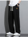 Liber Summer Men's Solid Drawstring Embroidered Trousers