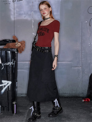 Liber Summer Women's Solid Pleated Topstitched Skirt