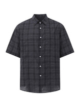 Liber SS Men's Plaid Korean Style Cover Up Shirt
