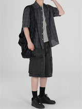 Liber SS Men's Plaid Korean Style Cover Up Shirt