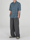 Liber SS Men's Plaid Korean Style Cover Up Shirt