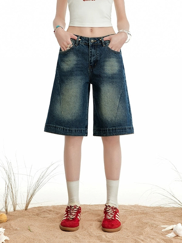 Liber Summer Women's Denim Wide Leg Cropped Jeans