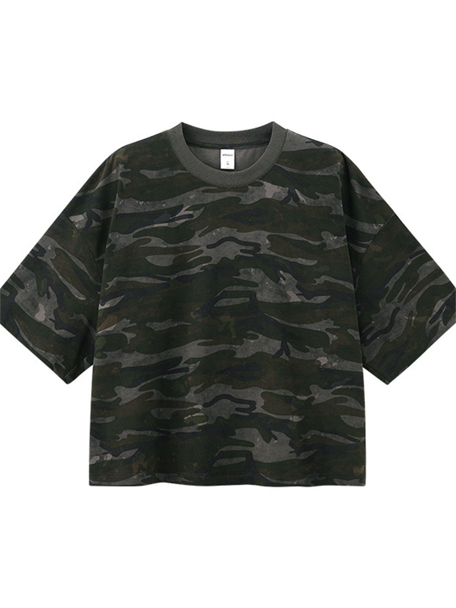 Liber SS Men's Boxy Camouflage American Retro T-shirt