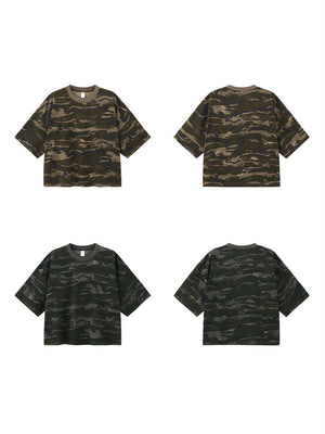 Liber SS Men's Boxy Camouflage American Retro T-shirt