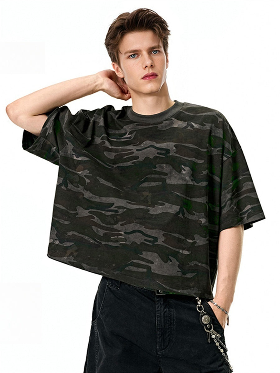 Liber SS Men's Boxy Camouflage American Retro T-shirt