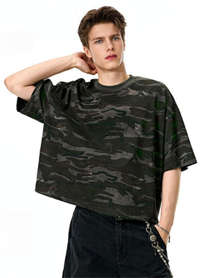 Liber SS Men's Boxy Camouflage American Retro T-shirt