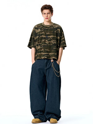 Liber SS Men's Boxy Camouflage American Retro T-shirt