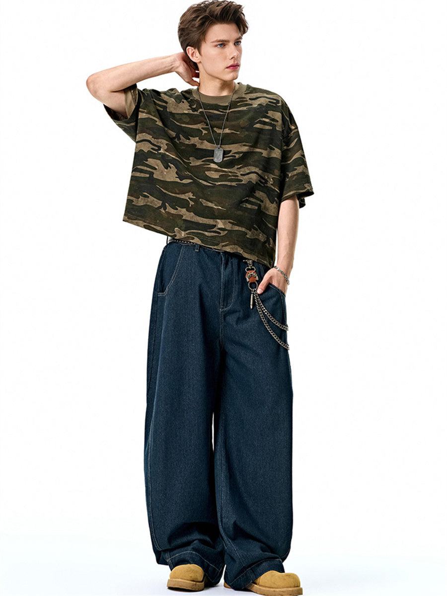 Liber SS Men's Boxy Camouflage American Retro T-shirt