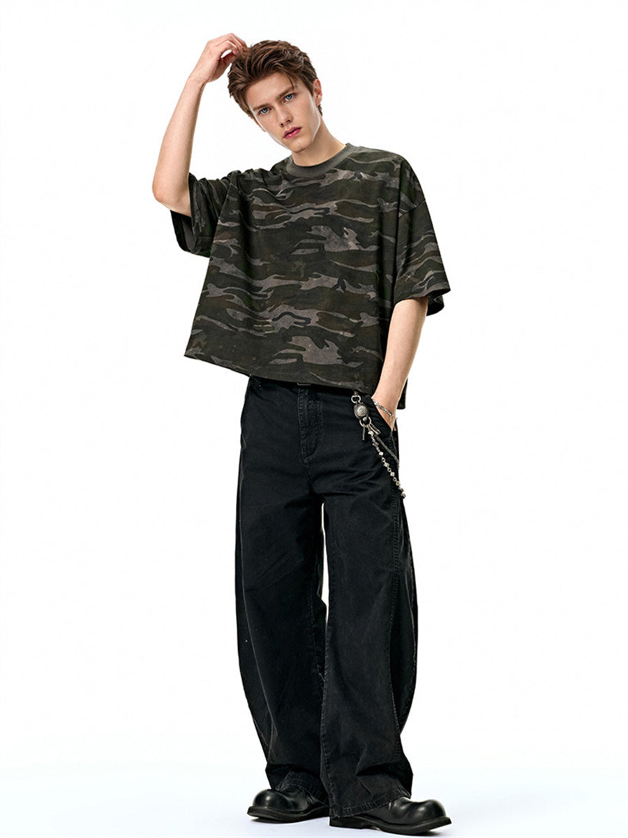 Liber SS Men's Boxy Camouflage American Retro T-shirt