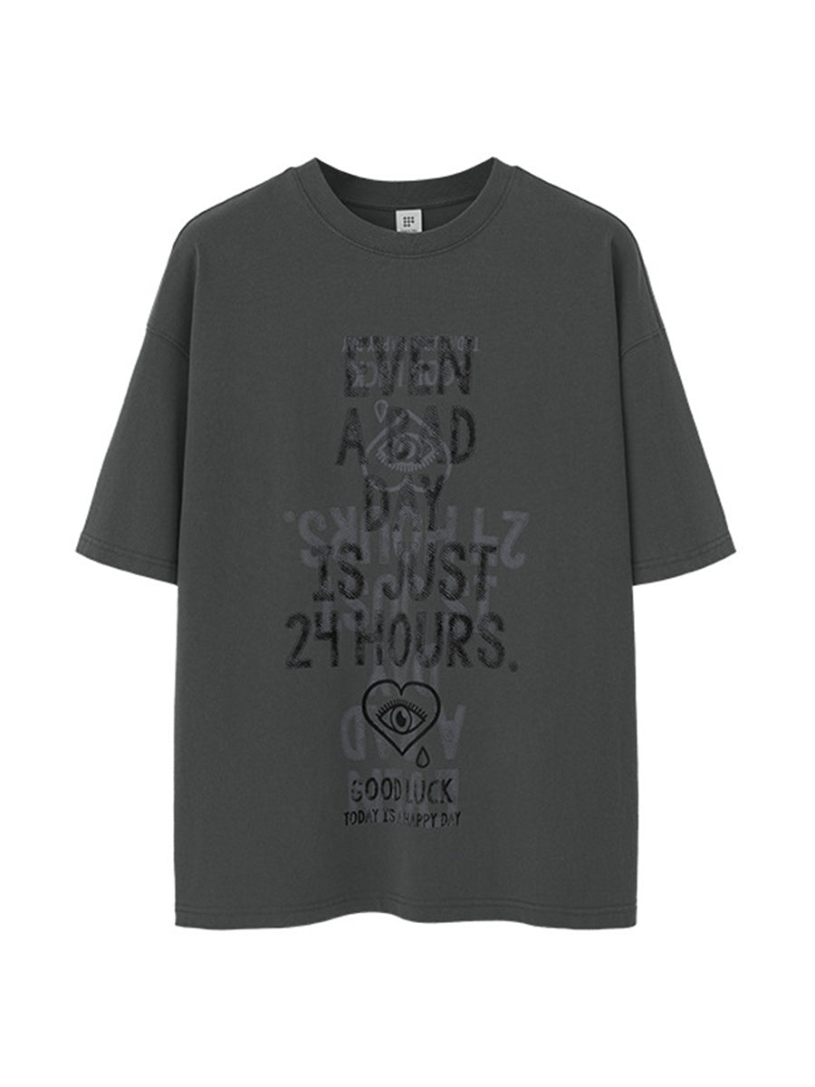 Liber Summer Men's Letter Print T-shirt