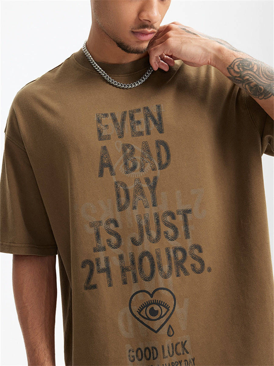 Liber Summer Men's Letter Print T-shirt