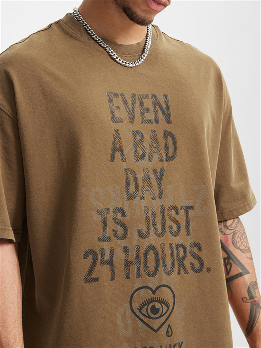 Liber Summer Men's Letter Print T-shirt